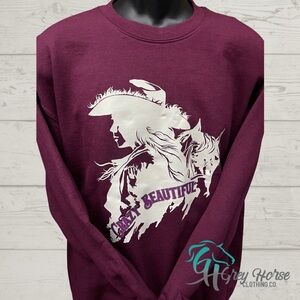NWT Maroon Medium Cowgirl Crewneck Sweatshirt